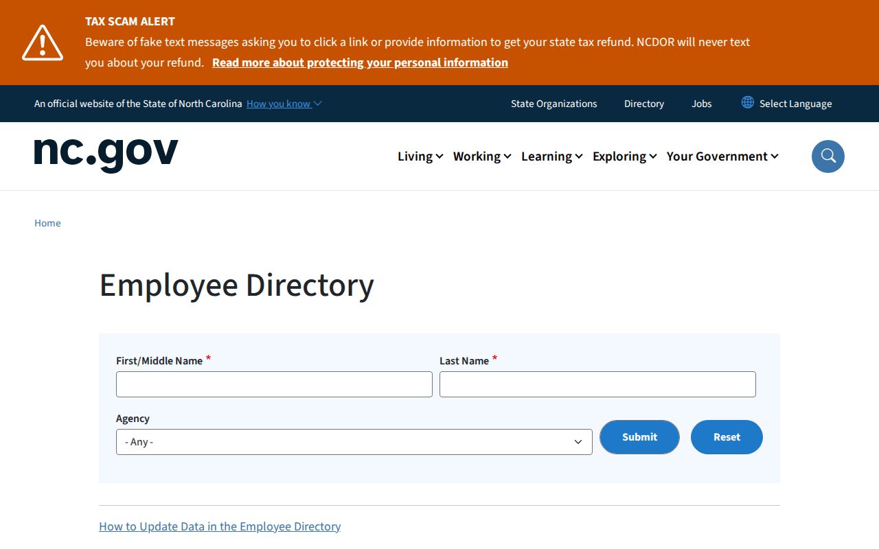 Garner people directories access through the North Carolina employee directory