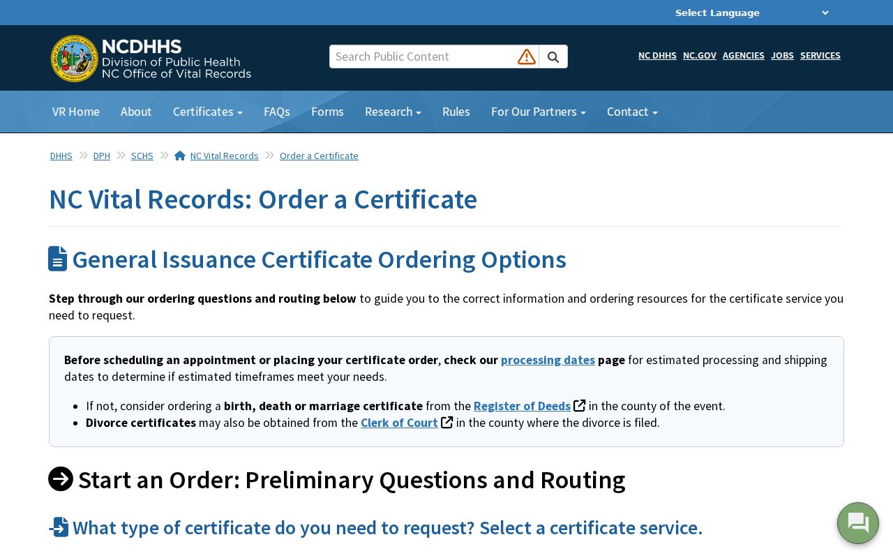 Garner records certificate ordering through North Carolina Vital Records