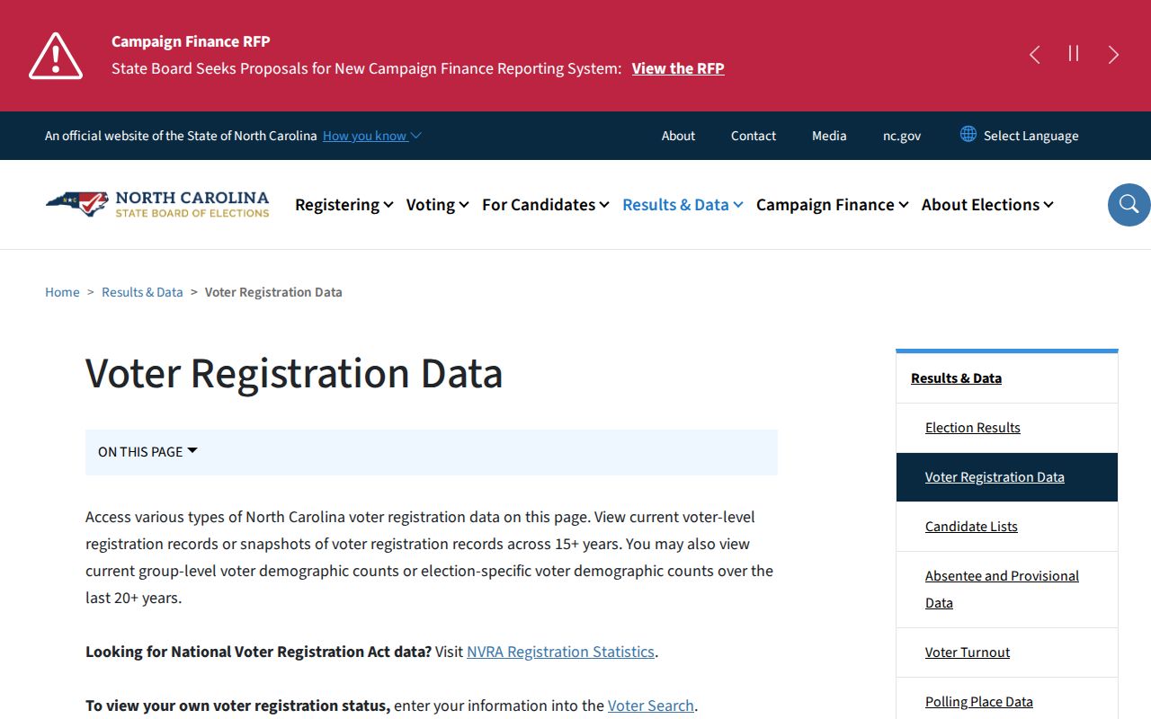 Garner voter registration files available from North Carolina elections data